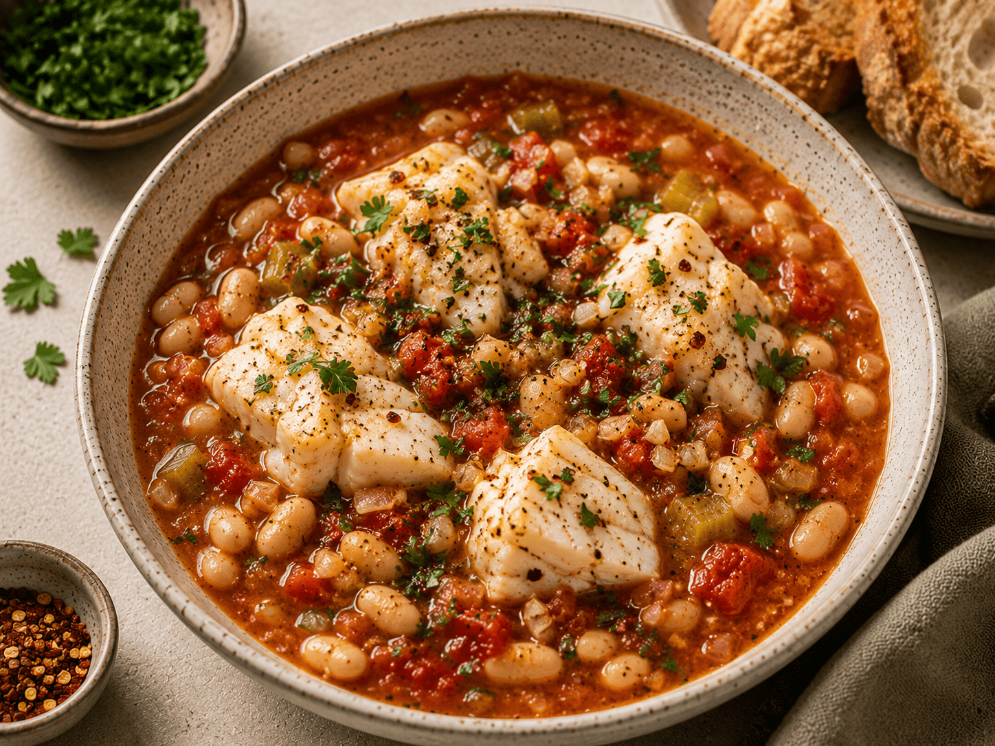 Cod, White Bean & Tomato Stew