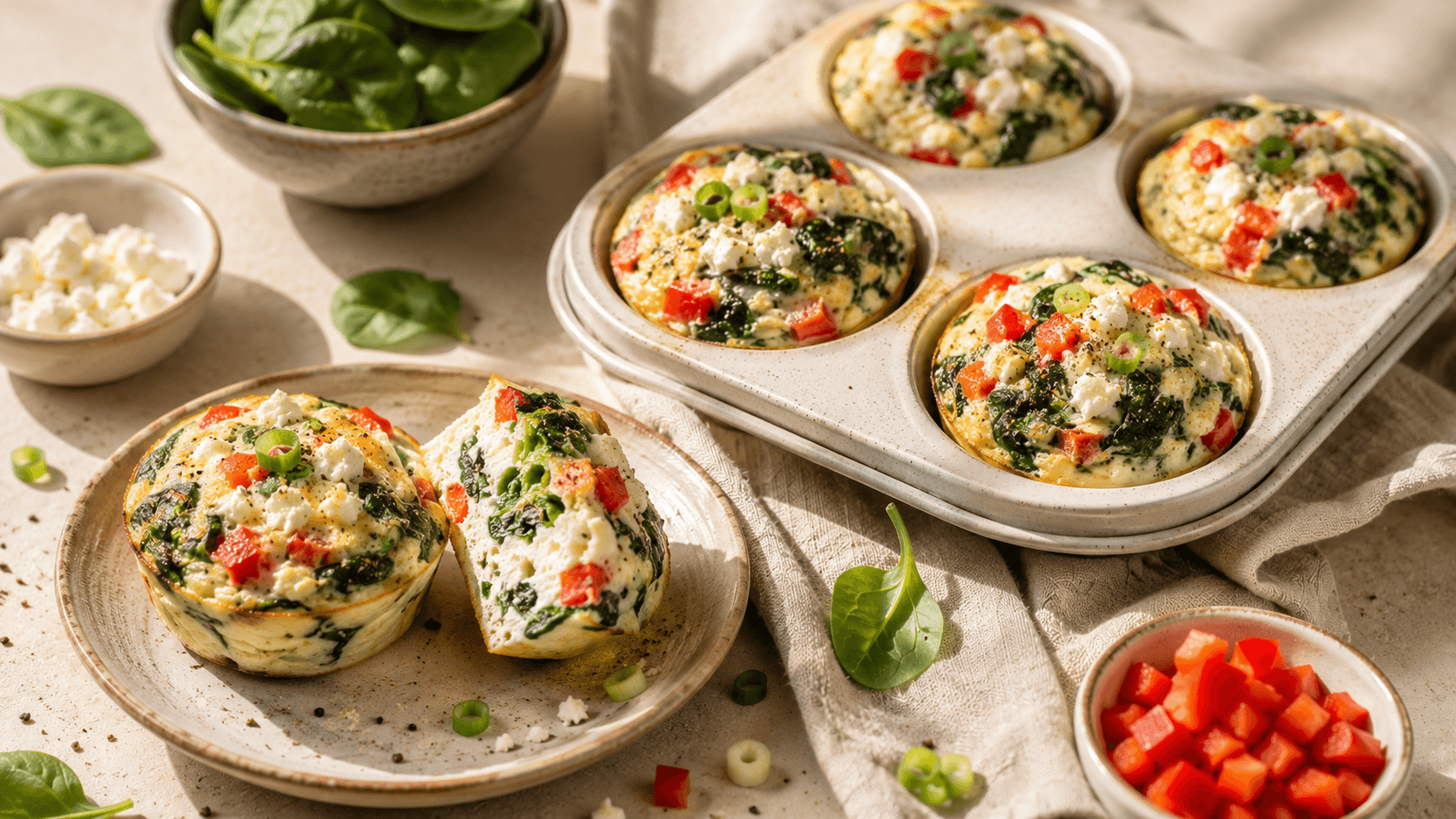 Egg White, Spinach & Feta Breakfast Muffins