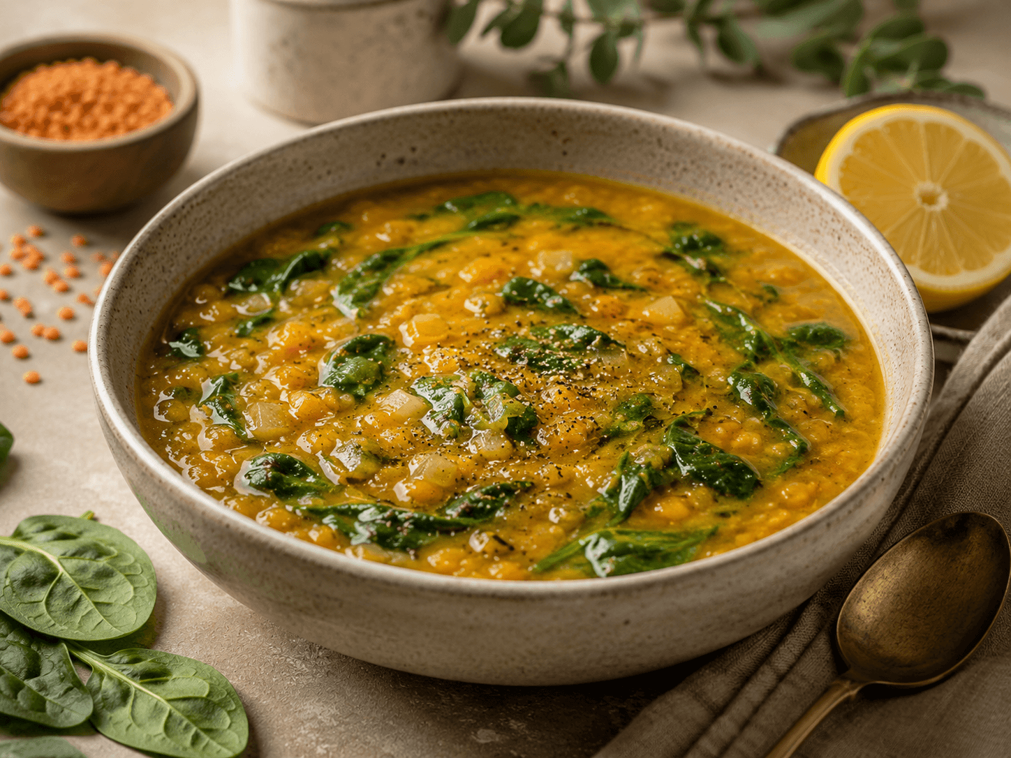 Lentil, Spinach & Lemon Soup