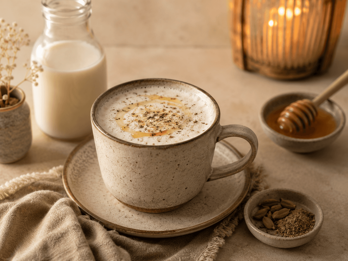 Warm Oat Milk with Cardamom & Honey
